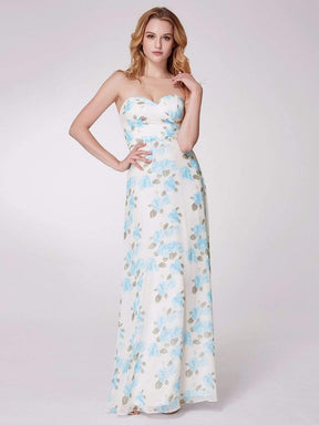 COLOR=Sky Blue | Strapless Long Floral Print Maxi Dress-Sky Blue 7