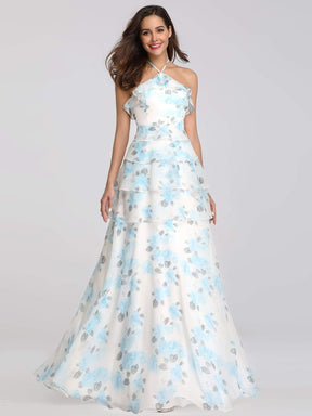 COLOR=Sky Blue | Floral Print Halter Maxi Dress-Sky Blue 4