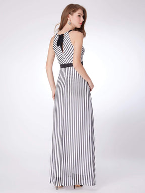 Color=Black& White | Black And White Striped Maxi Dress-Black& White 3