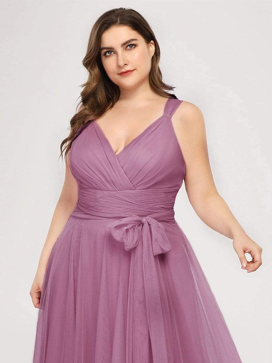 COLOR=Purple Orchid | Floor Length V Neck Evening Gown-Purple Orchid 12