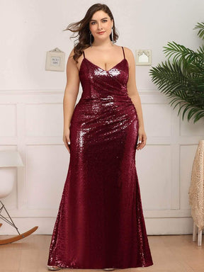 COLOR=Burgundy | Sexy Sequin Evening Gown-Burgundy 12