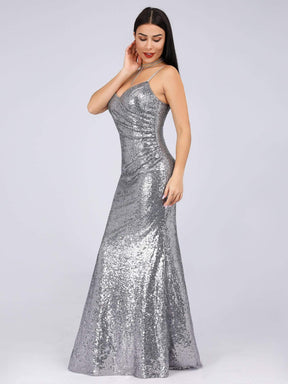 COLOR=Grey | Sexy Sequin Evening Gown-Grey 1