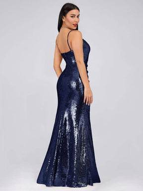 COLOR=Navy Blue | Sexy Sequin Evening Gown-Navy Blue 5