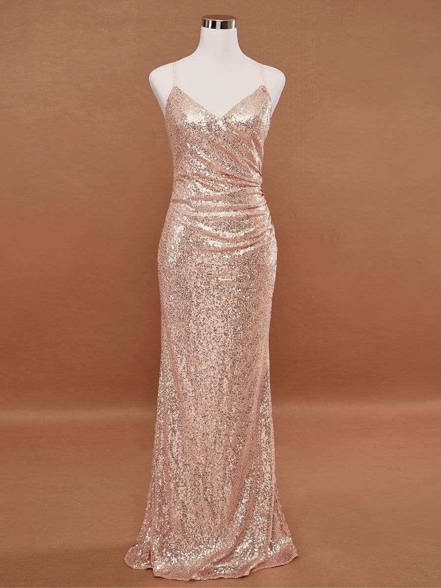 Color=Rose Gold | Sexy Sequin Evening Gown-Rose Gold 8