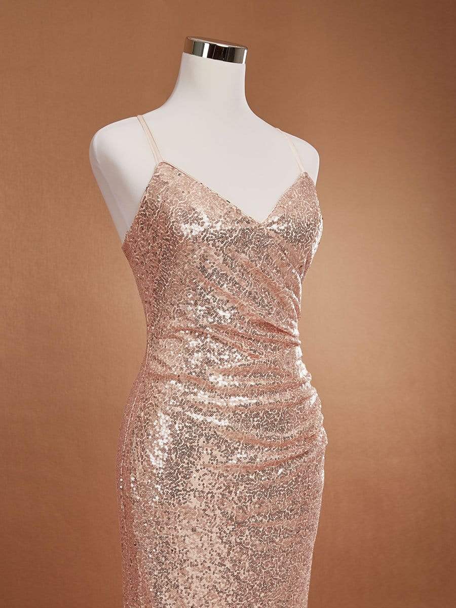 Color=Rose Gold | Sexy Sequin Evening Gown-Rose Gold 9