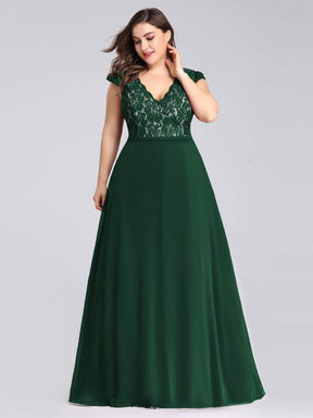 COLOR=Dark Green | Long Evening Dress With Lace Bust-Dark Green 6