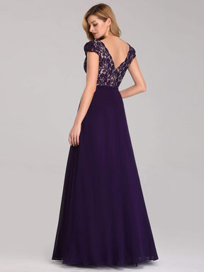 COLOR=Dark Purple | Long Evening Dress With Lace Bust-Dark Purple 2