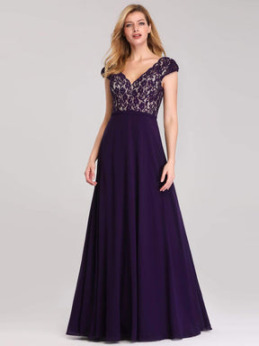 COLOR=Dark Purple | Long Evening Dress With Lace Bust-Dark Purple 4
