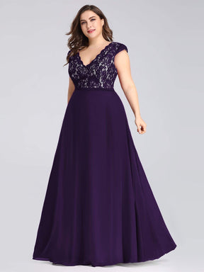 COLOR=Dark Purple | Long Evening Dress With Lace Bust-Dark Purple 8