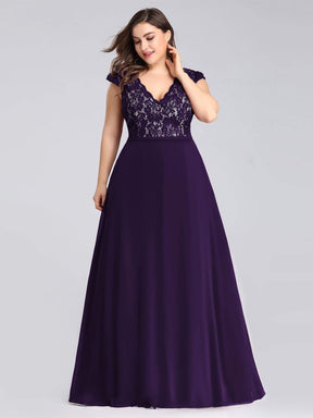 COLOR=Dark Purple | Long Evening Dress With Lace Bust-Dark Purple 6