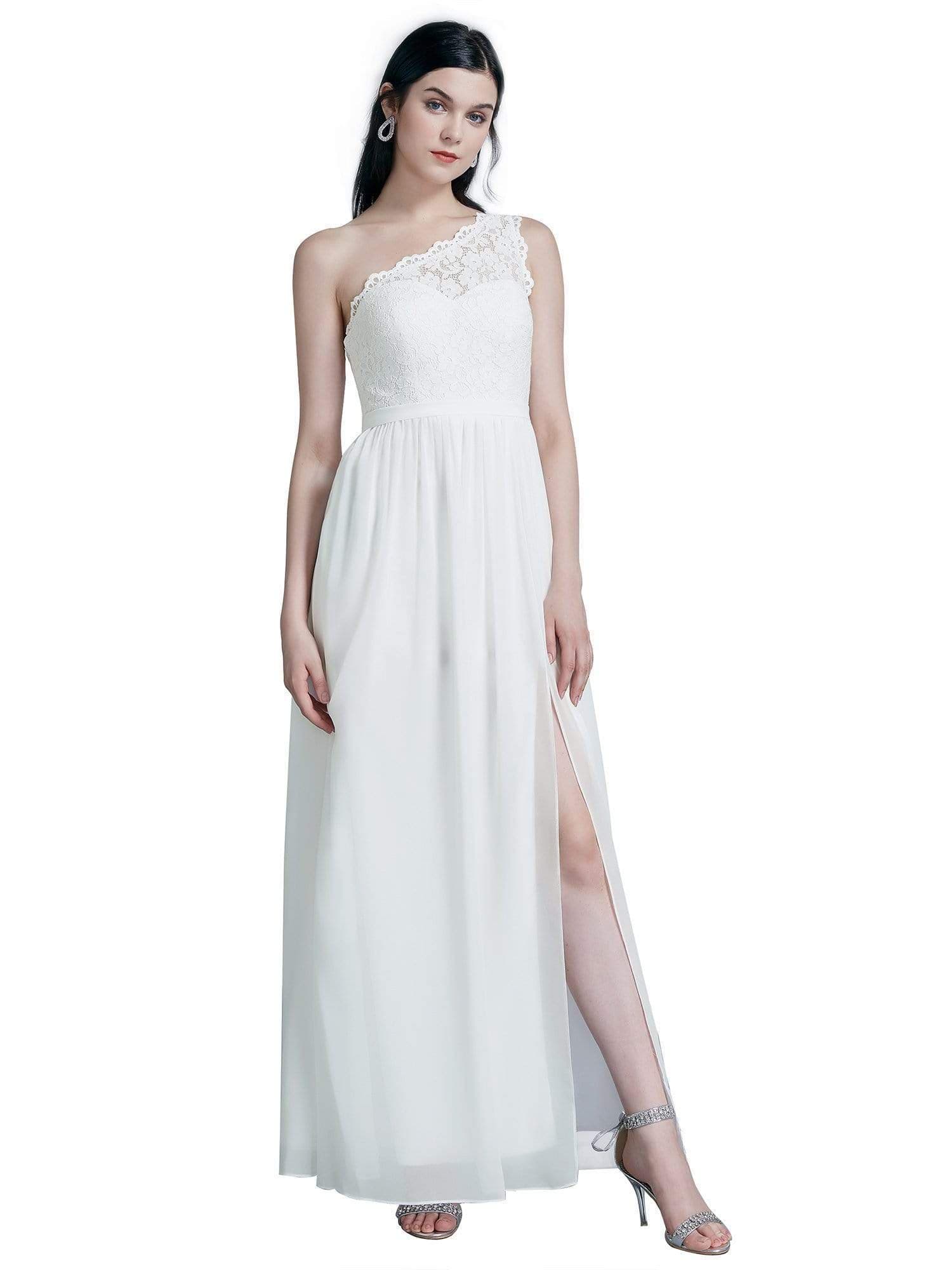 Color=Cream | Long One Shoulder Formal Party Dress-Cream 2