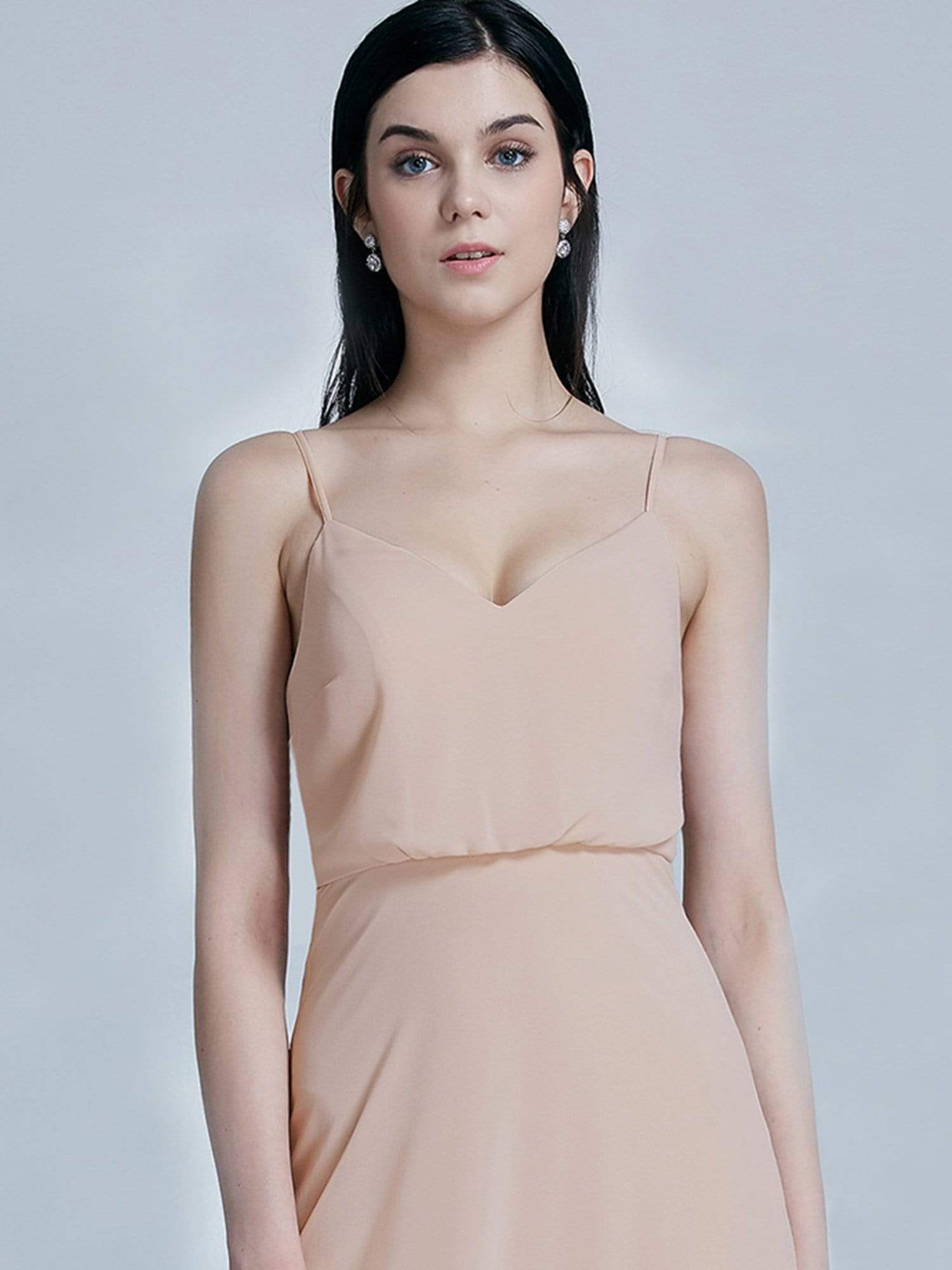 Color=Blush | Sleeveless Floor Length Chiffon Bridesmaid Dress-Blush 6