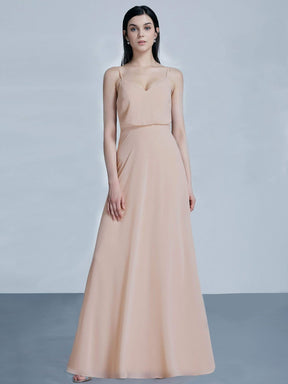 Color=Blush | Sleeveless Floor Length Chiffon Bridesmaid Dress-Blush 1