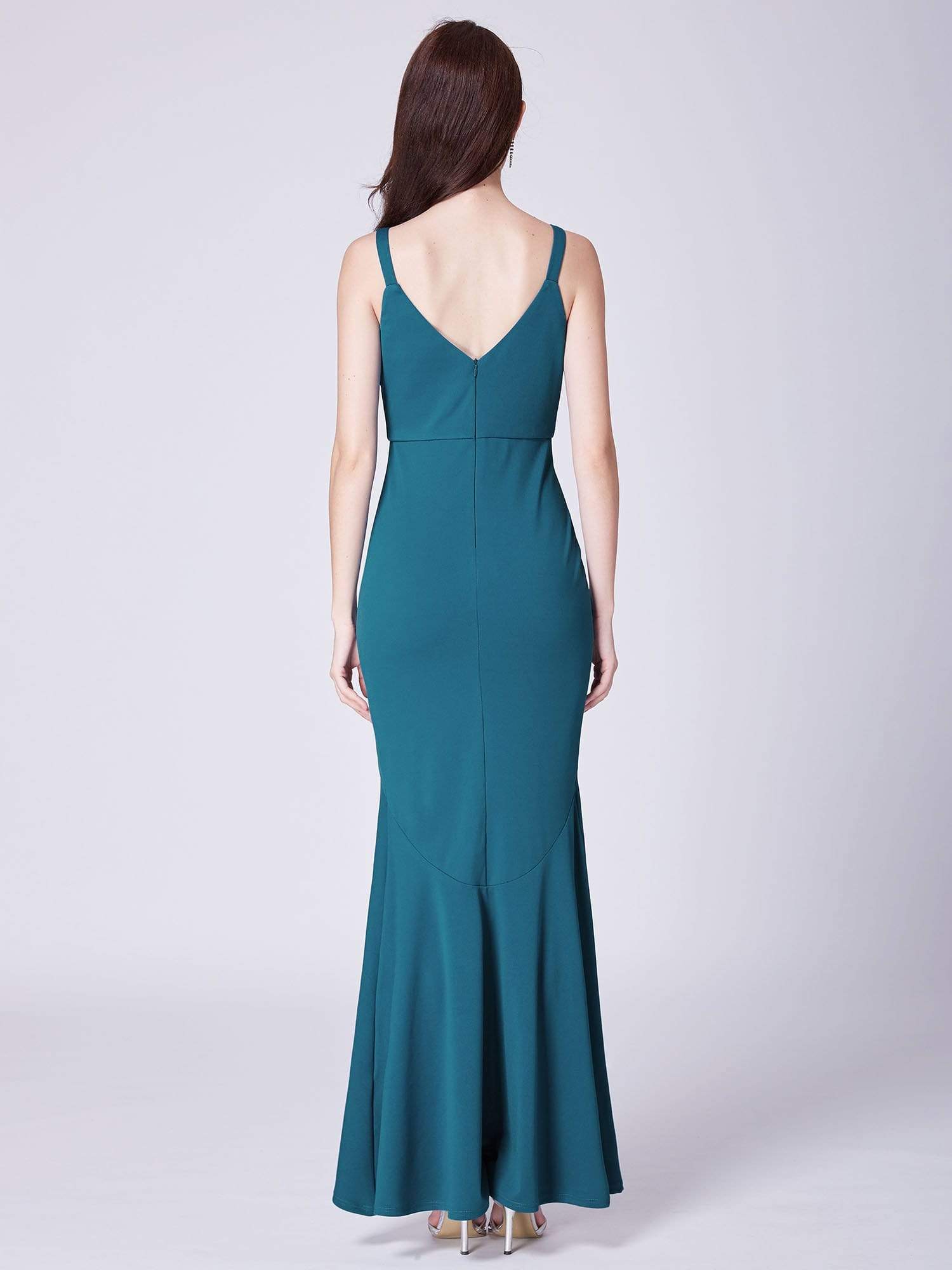 Color=Blue Ink | High Low Body Con Evening Party Dress-Blue Ink 3