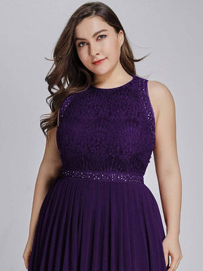 COLOR=Dark Purple | Sleeveless Maxi Long A Line Plus Size Lace Evening Dresses-Dark Purple 3