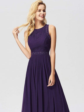 Color=Dark Purple | Sleeveless High Collar Long A Line Evening Dress-Dark Purple 3