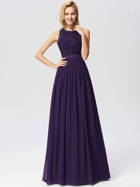 Color=Dark Purple | Sleeveless High Collar Long A Line Evening Dress-Dark Purple 1
