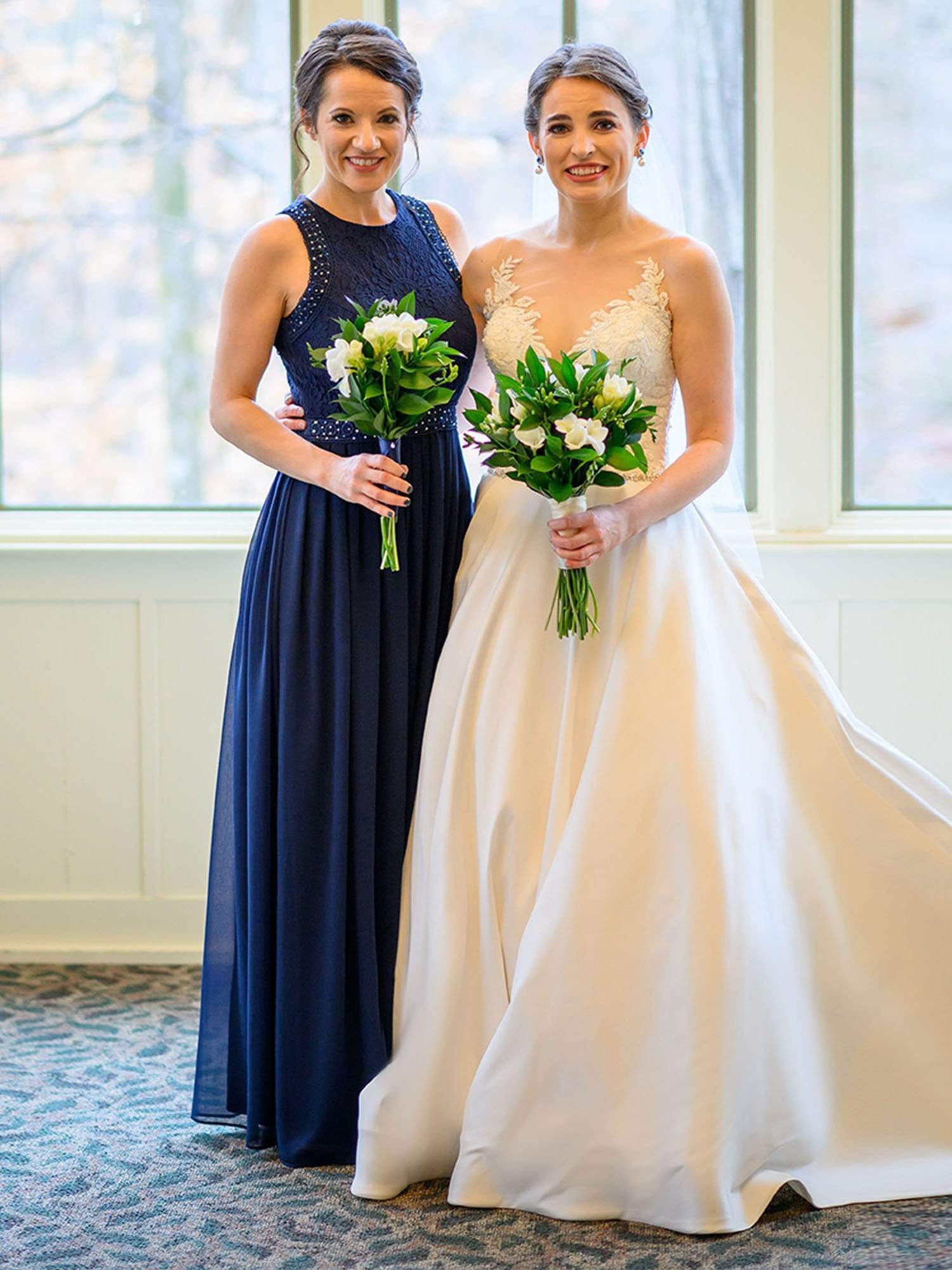 Color=Navy Blue | Sleeveless High Collar Long A Line Evening Dress-Navy Blue 1