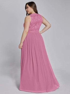 COLOR=Orchid | Sleeveless Maxi Long A Line Plus Size Lace Evening Dresses-Orchid 2