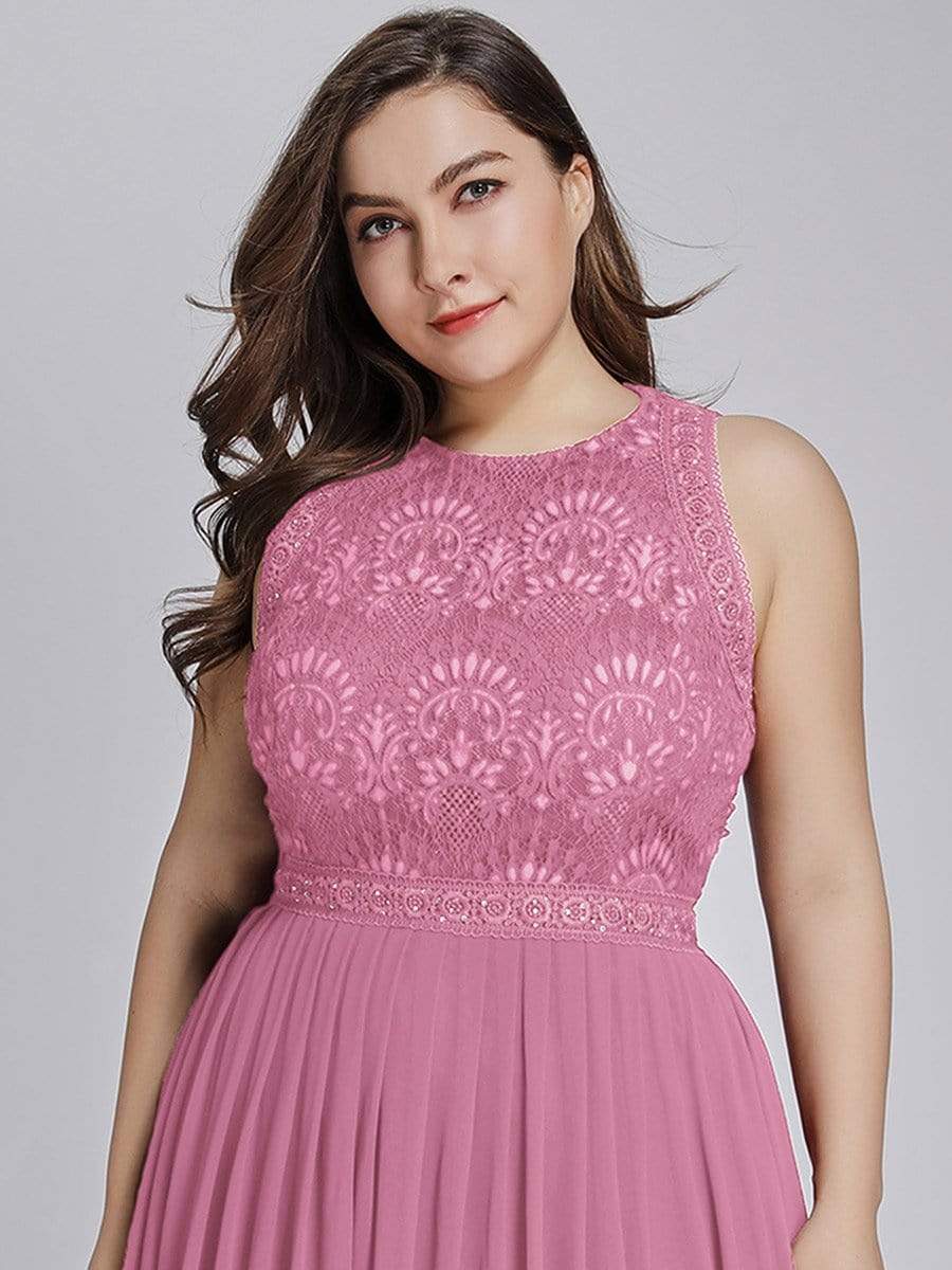 COLOR=Orchid | Sleeveless Maxi Long A Line Plus Size Lace Evening Dresses-Orchid 3