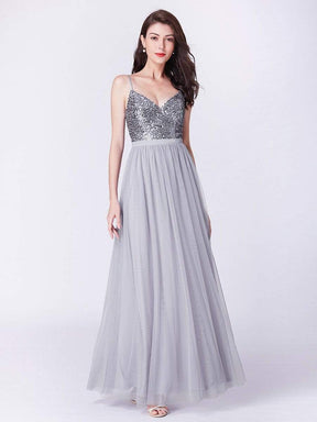 Color=Silver | Long Prom Dress With Sequin Bust-Silver 6