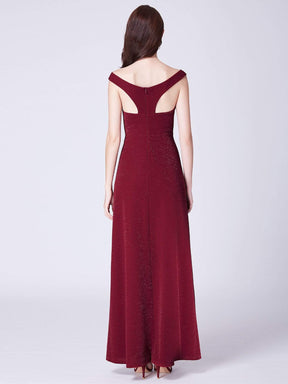 Color=Burgundy | Long Shimmery Off Shoulder Evening Dress-Burgundy 2