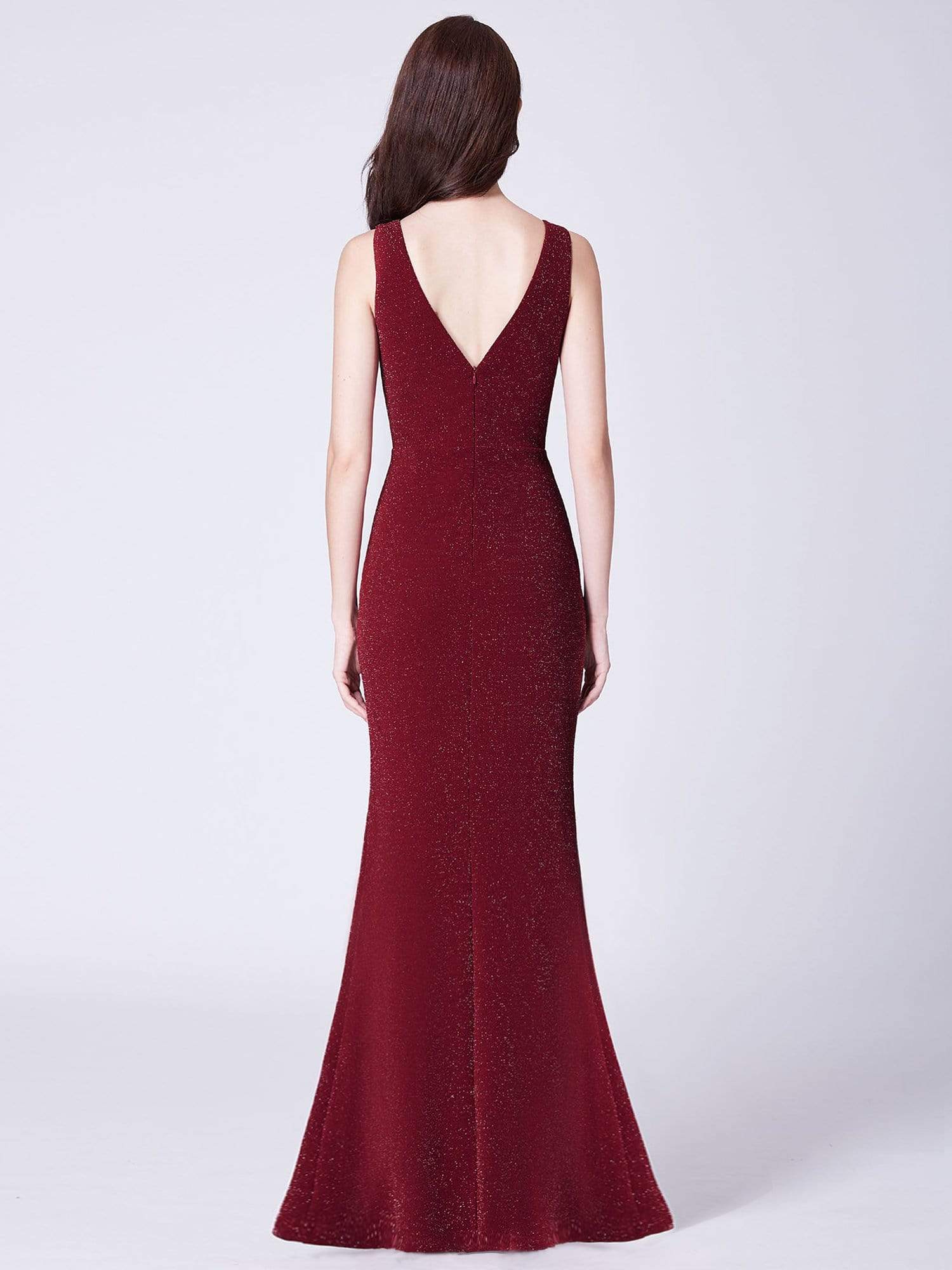 Color=Burgundy | Sexy Shimmery Long Evening Dress-Burgundy 3