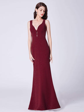 Color=Burgundy | Sexy Shimmery Long Evening Dress-Burgundy 5