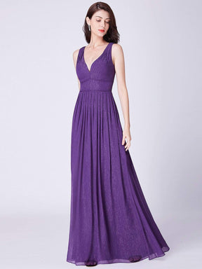 Color=Dark Purple | V Neck Long Formal Maxi Dress-Dark Purple 5