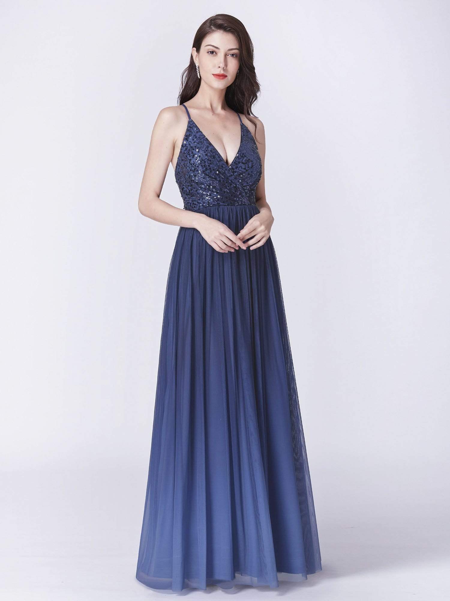 Backless Prom Dress A Line Floor Length Sexy Chiffon Sequin Ever Pretty AU