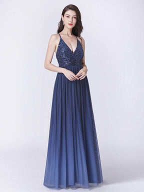 COLOR=Navy Blue | Long Ombre Prom Dress With Sequin Bust-Navy Blue 7