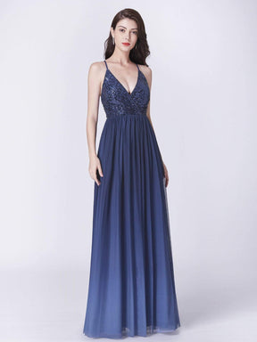 COLOR=Navy Blue | Long Ombre Prom Dress With Sequin Bust-Navy Blue 5
