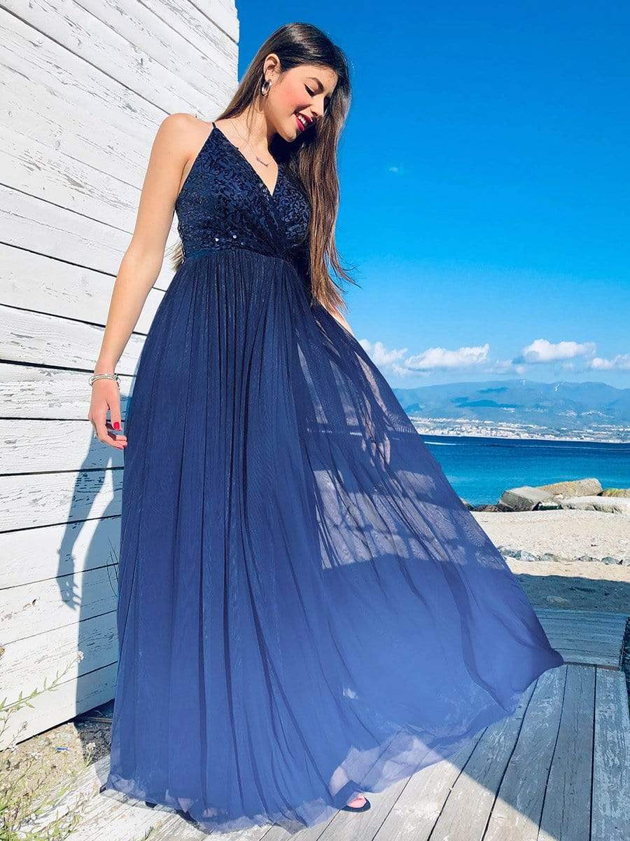 Backless Prom Dress A Line Floor Length Sexy Chiffon Sequin - Ever Pretty AU Backless Prom Dress A Line Floor Length Sexy Chiffon Sequin - Ever Pretty AU