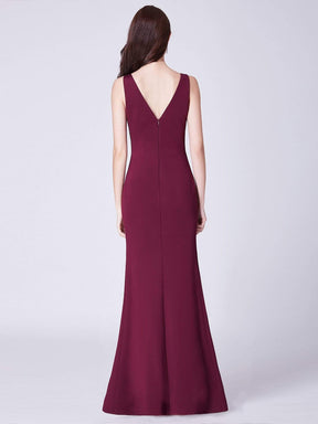 Color=Burgundy | Sexy Fitted Long Burgundy Evening Dress-Burgundy 3