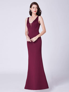 Color=Burgundy | Sexy Fitted Long Burgundy Evening Dress-Burgundy 4