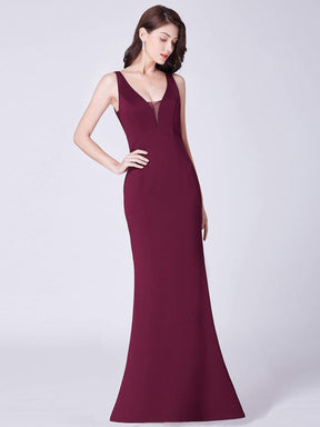 Color=Burgundy | Sexy Fitted Long Burgundy Evening Dress-Burgundy 5