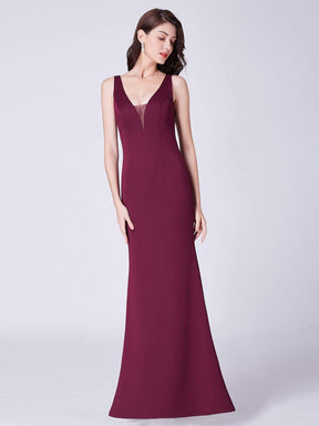 Color=Burgundy | Sexy Fitted Long Burgundy Evening Dress-Burgundy 1
