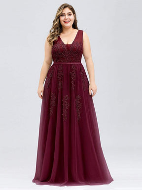 COLOR=Burgundy | Maxi Long Elegant Ethereal Tulle Evening Dresses-Burgundy 4