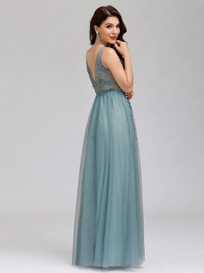 COLOR=Dusty Blue | Maxi Long Elegant Ethereal Tulle Evening Dresses-Dusty Blue 5