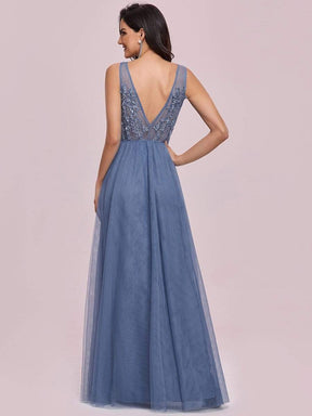 COLOR=Dusty Navy | Maxi Long Elegant Ethereal Tulle Evening Dresses-Dusty Navy 5