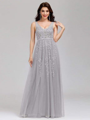 COLOR=Grey | Maxi Long Elegant Ethereal Tulle Evening Dresses-Grey 3