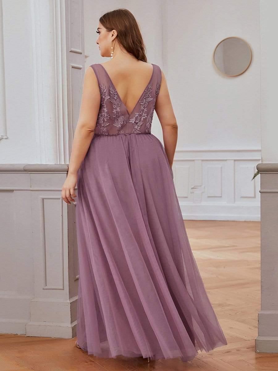 COLOR=Purple Orchid | Maxi Long Elegant Ethereal Tulle Evening Dresses-Purple Orchid 7