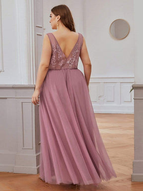 COLOR=Purple Orchid | Maxi Long Elegant Ethereal Plus Size Tulle Evening Dresses-Purple Orchid 2