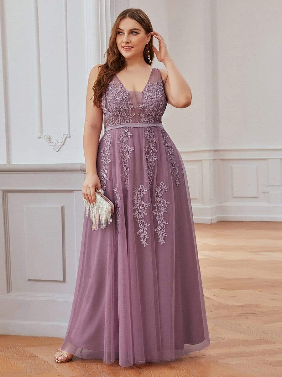 COLOR=Purple Orchid | Maxi Long Elegant Ethereal Tulle Evening Dresses-Purple Orchid 6