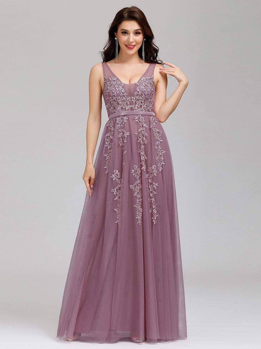 COLOR=Purple Orchid | Maxi Long Elegant Ethereal Tulle Evening Dresses-Purple Orchid 1