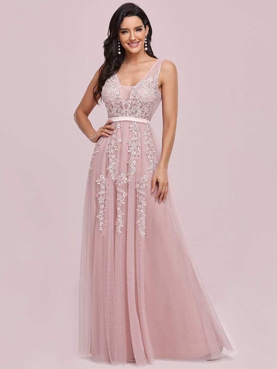 Elegant Sleeveless Applique Tulle Evening Dress - Ever Pretty AU
