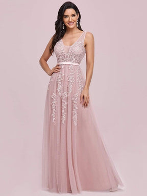 COLOR=Pink | Maxi Long Elegant Ethereal Tulle Evening Dresses-Pink 4