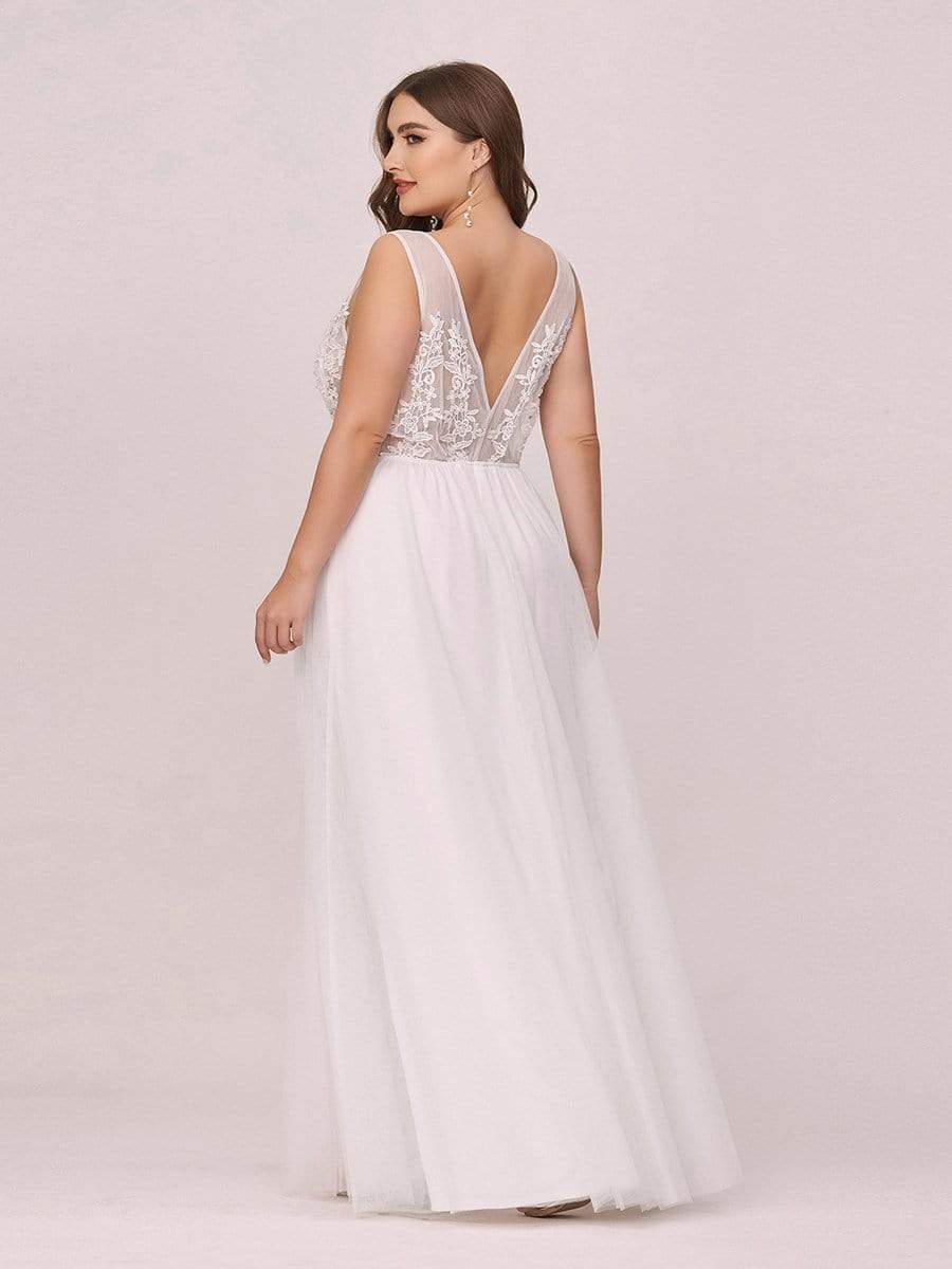 COLOR=White | Maxi Long Elegant Ethereal Plus Size Tulle Evening Dresses-White 2