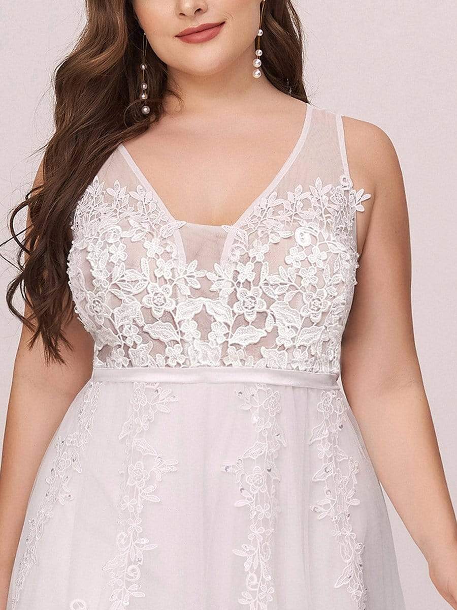COLOR=White | Maxi Long Elegant Ethereal Plus Size Tulle Evening Dresses-White 5