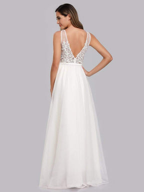 COLOR=White | Maxi Long Elegant Ethereal Tulle Evening Dresses-White 5